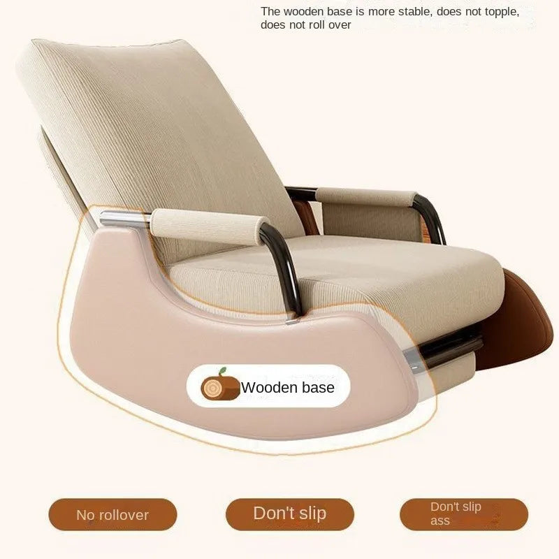 Corduroy Rocking Chair with Footrest