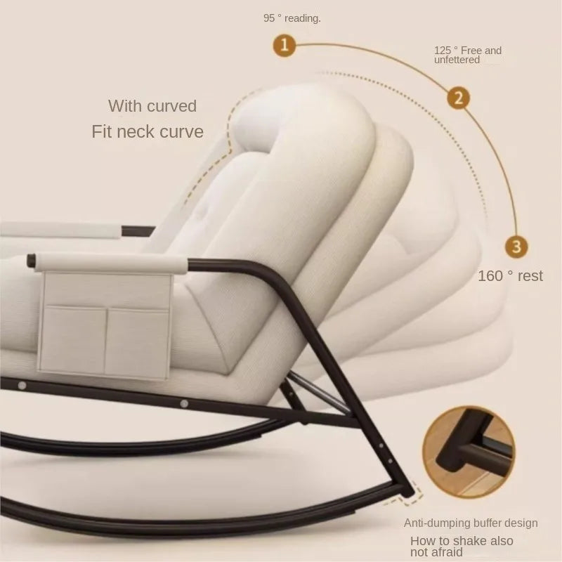 X&D Rocking Chair Balcony Leisure Chair Light Luxury Single Rock Chair Sofa Bed Lounge Chair Adult Home Lazy Sofa Relaxing Chair