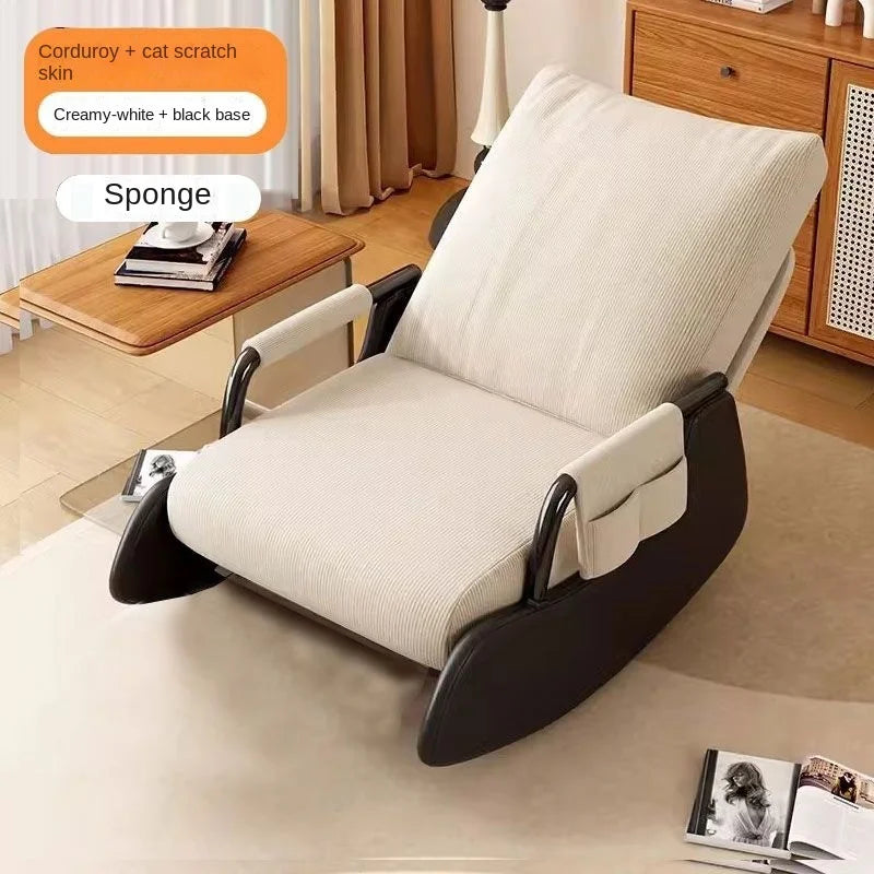 Corduroy Rocking Chair with Footrest