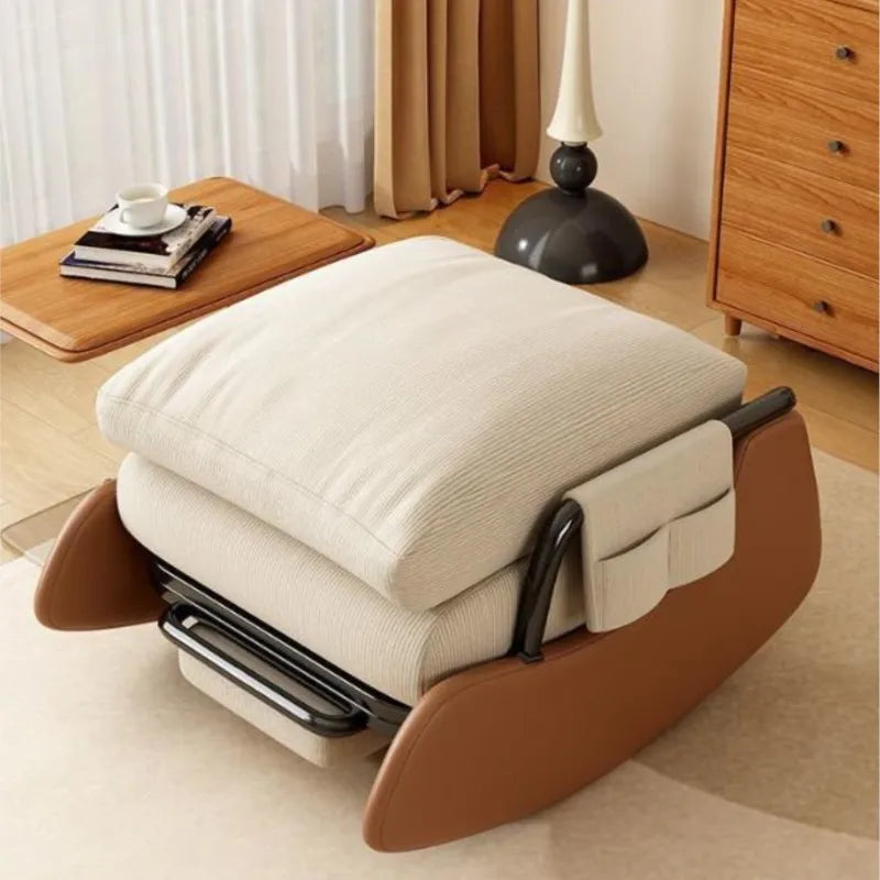 Corduroy Rocking Chair with Footrest