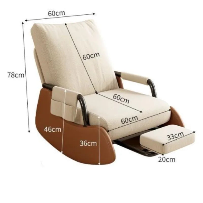 Corduroy Rocking Chair with Footrest