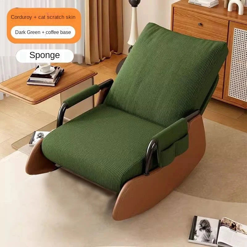 Corduroy Rocking Chair with Footrest
