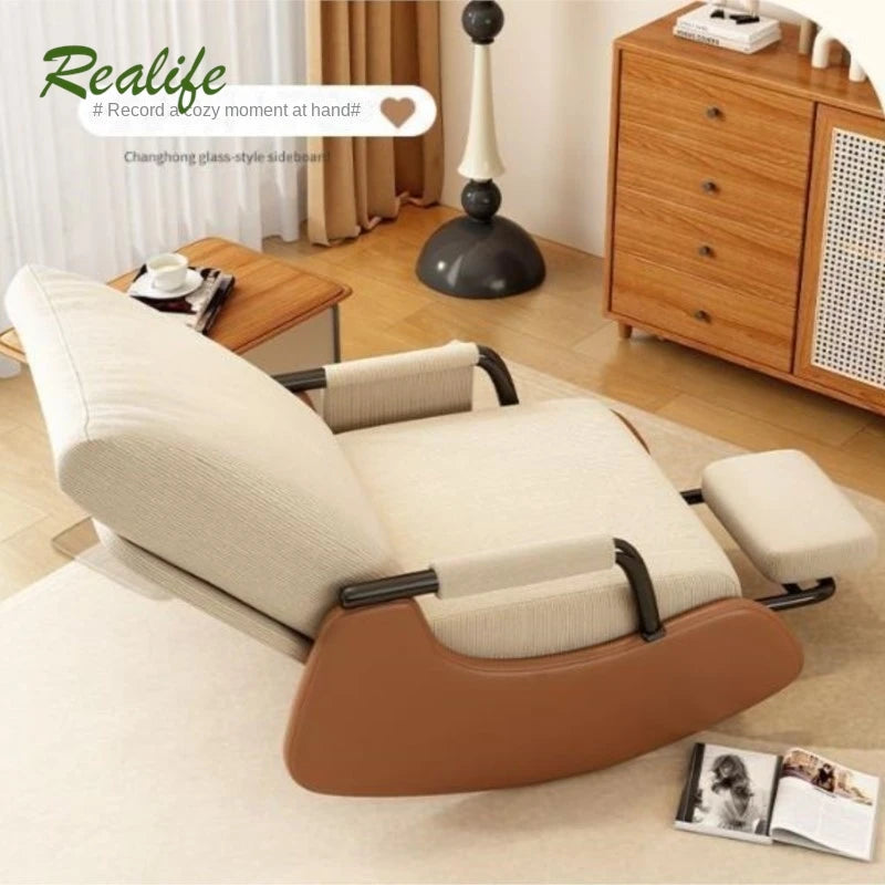 Corduroy Rocking Chair with Footrest