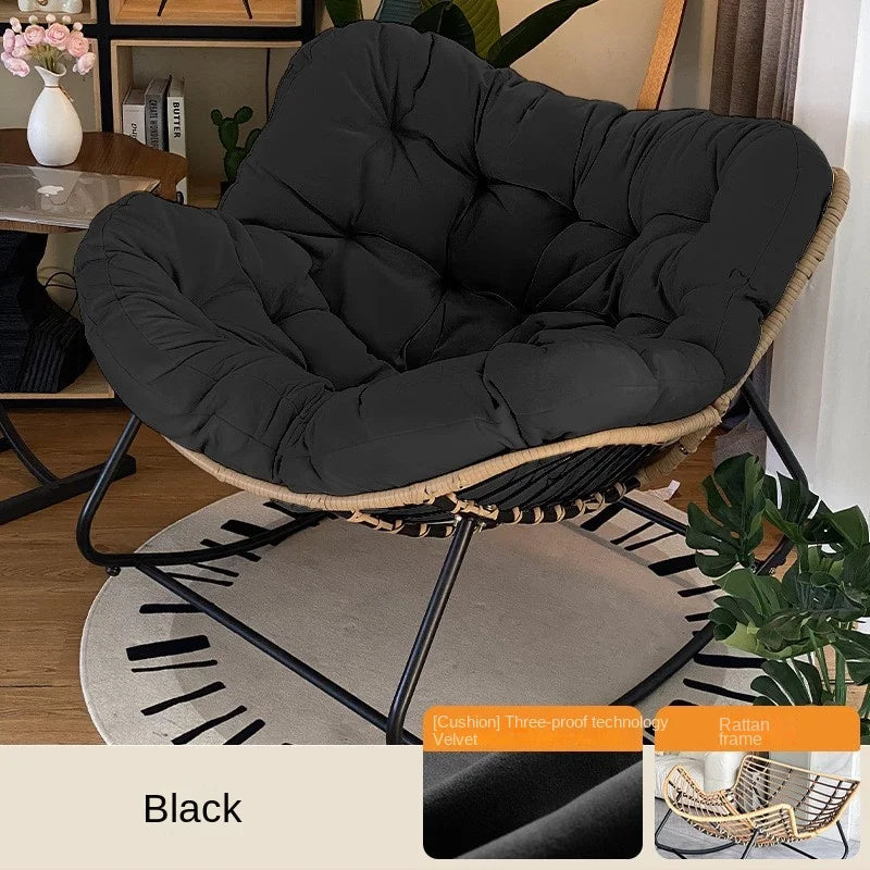 Realife Woven Rattan Rocking Chair Comfortable Soft Bag For Sitting Or Lying Lazy Rocking Chair Balcony Home Use Wrought Iron
