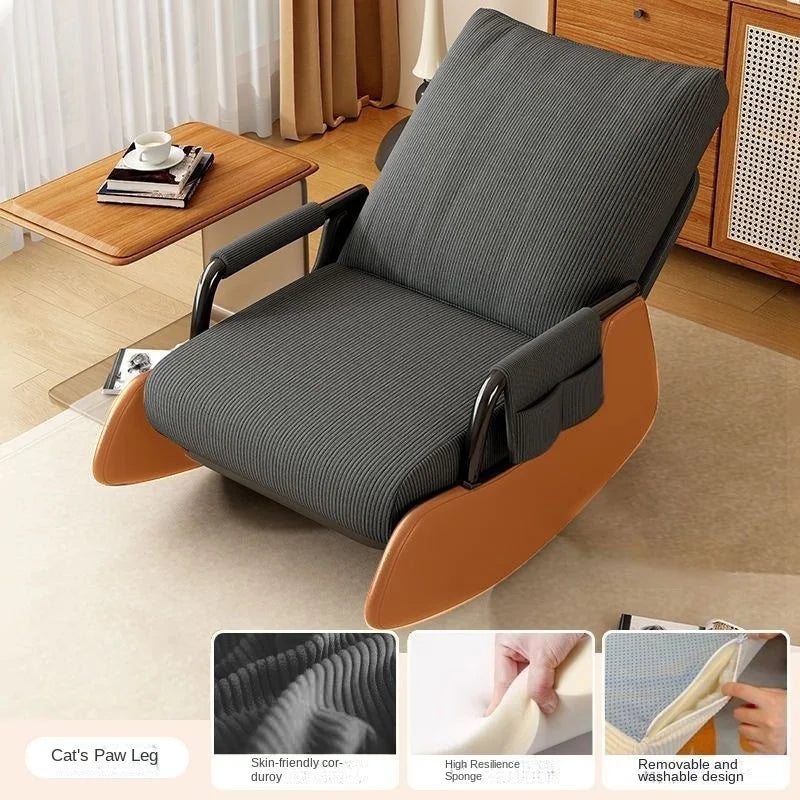 Corduroy Rocking Chair with Footrest