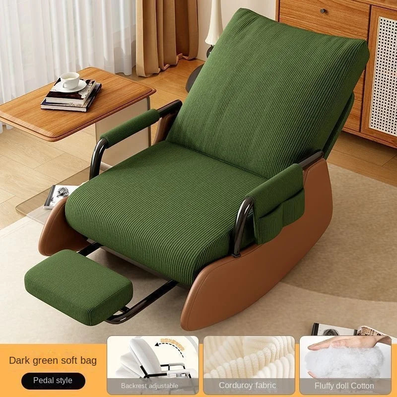 Corduroy Rocking Chair with Footrest