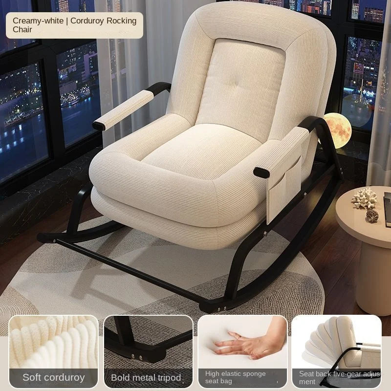 X&D Rocking Chair Balcony Leisure Chair Light Luxury Single Rock Chair Sofa Bed Lounge Chair Adult Home Lazy Sofa Relaxing Chair