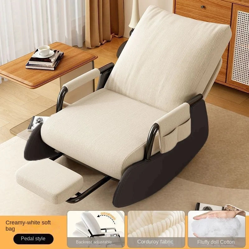 Corduroy Rocking Chair with Footrest
