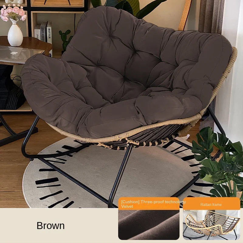 Realife Woven Rattan Rocking Chair Comfortable Soft Bag For Sitting Or Lying Lazy Rocking Chair Balcony Home Use Wrought Iron