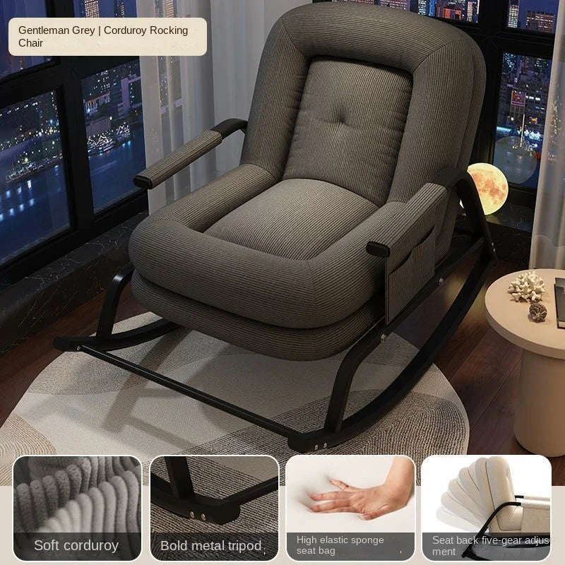 X&D Rocking Chair Balcony Leisure Chair Light Luxury Single Rock Chair Sofa Bed Lounge Chair Adult Home Lazy Sofa Relaxing Chair