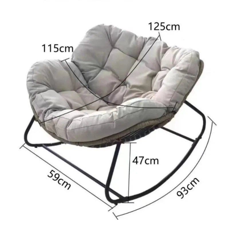 Realife Woven Rattan Rocking Chair Comfortable Soft Bag For Sitting Or Lying Lazy Rocking Chair Balcony Home Use Wrought Iron