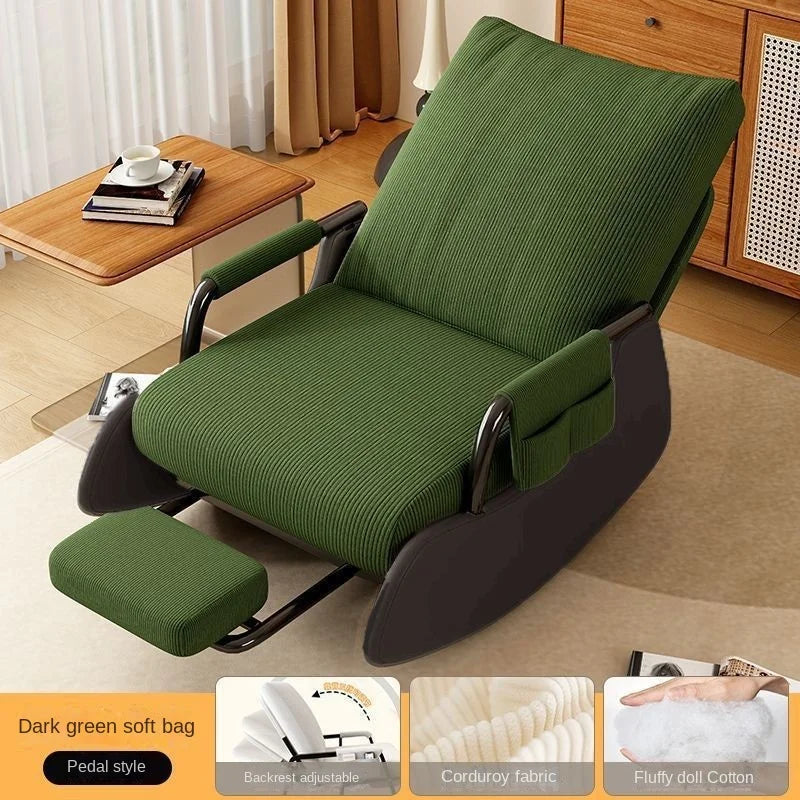 Corduroy Rocking Chair with Footrest