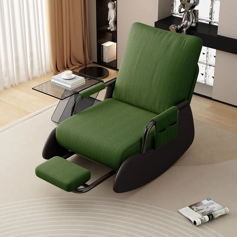 Corduroy Rocking Chair with Footrest