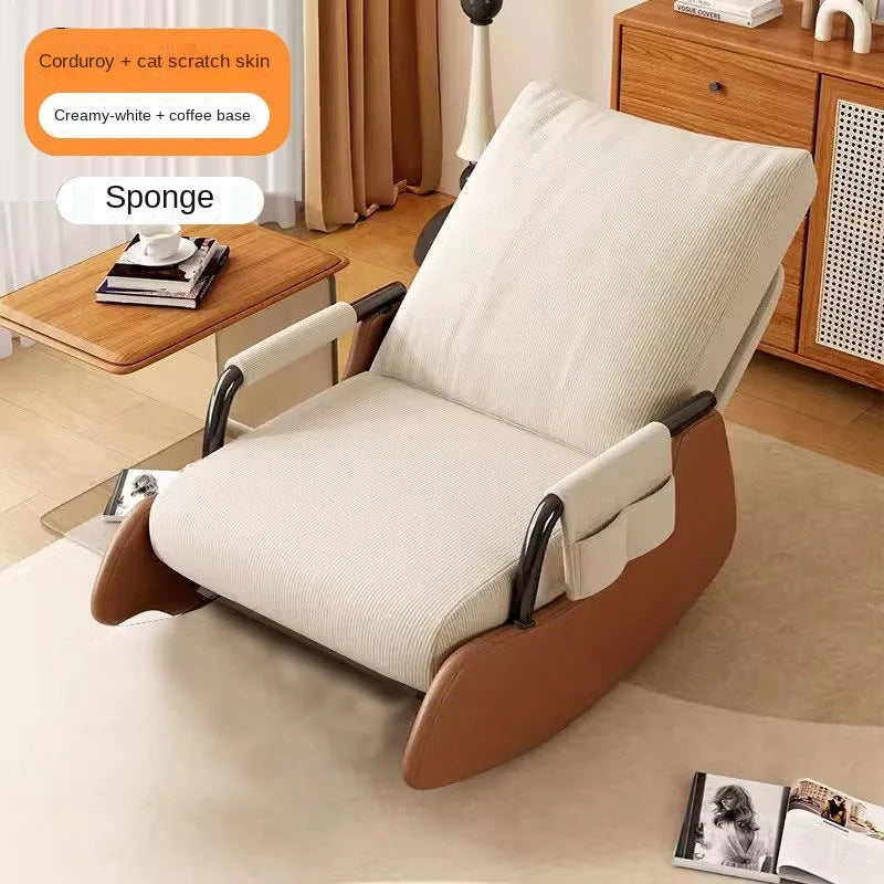 Corduroy Rocking Chair with Footrest