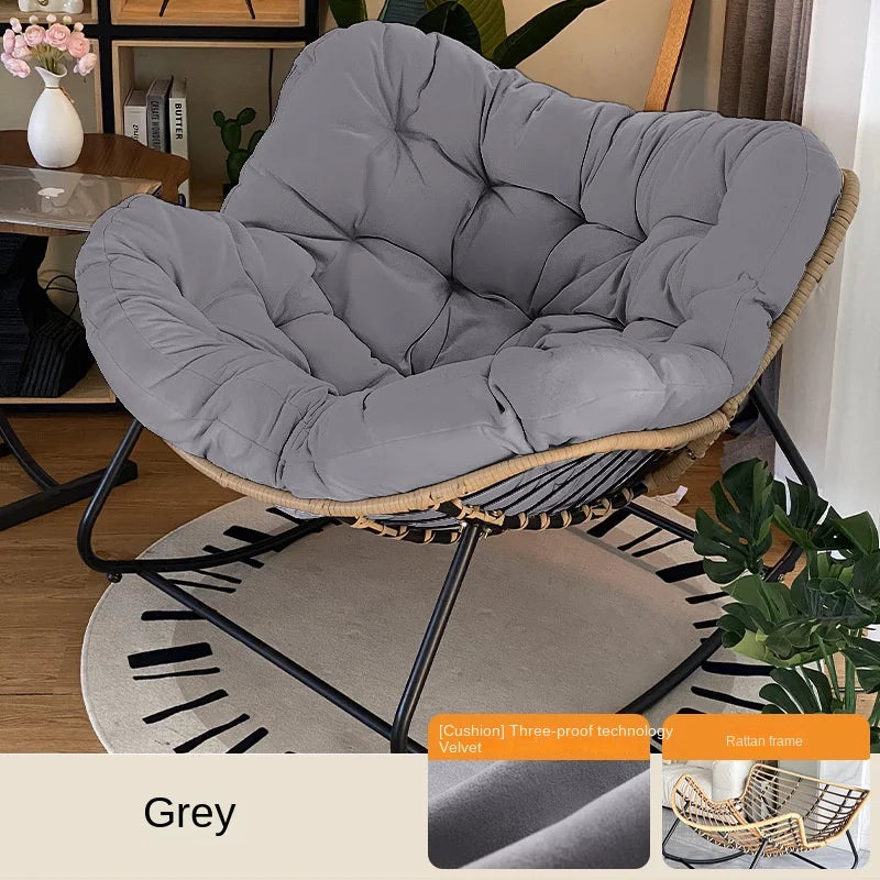 Realife Woven Rattan Rocking Chair Comfortable Soft Bag For Sitting Or Lying Lazy Rocking Chair Balcony Home Use Wrought Iron