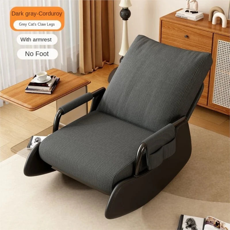 Corduroy Rocking Chair with Footrest