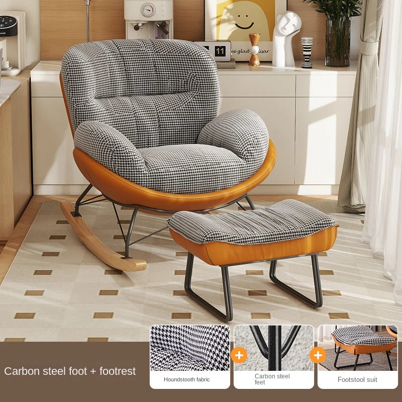 FULLLOVE Nordic Home Single Living Room Sofas Chair Leisure Light Luxury Recliner Lazy Bedroom Sofa Simple Balcony Rocking Chair