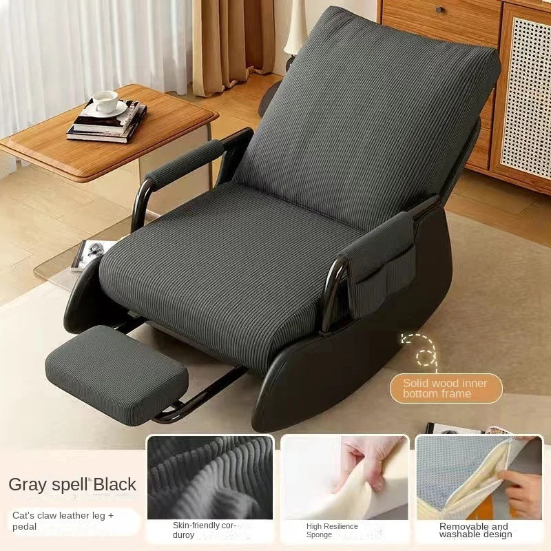 Corduroy Rocking Chair with Footrest