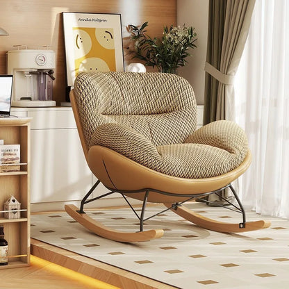 FULLLOVE Nordic Home Single Living Room Sofas Chair Leisure Light Luxury Recliner Lazy Bedroom Sofa Simple Balcony Rocking Chair