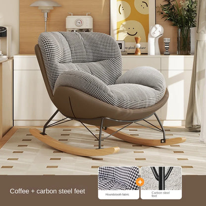 FULLLOVE Nordic Home Single Living Room Sofas Chair Leisure Light Luxury Recliner Lazy Bedroom Sofa Simple Balcony Rocking Chair