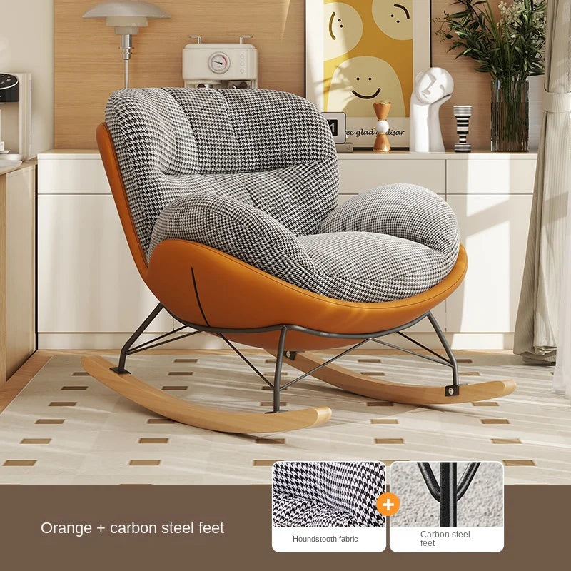 FULLLOVE Nordic Home Single Living Room Sofas Chair Leisure Light Luxury Recliner Lazy Bedroom Sofa Simple Balcony Rocking Chair