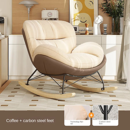FULLLOVE Nordic Home Single Living Room Sofas Chair Leisure Light Luxury Recliner Lazy Bedroom Sofa Simple Balcony Rocking Chair