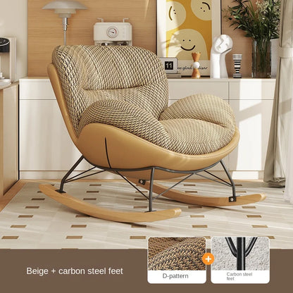 FULLLOVE Nordic Home Single Living Room Sofas Chair Leisure Light Luxury Recliner Lazy Bedroom Sofa Simple Balcony Rocking Chair