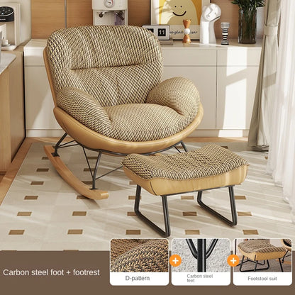 FULLLOVE Nordic Home Single Living Room Sofas Chair Leisure Light Luxury Recliner Lazy Bedroom Sofa Simple Balcony Rocking Chair