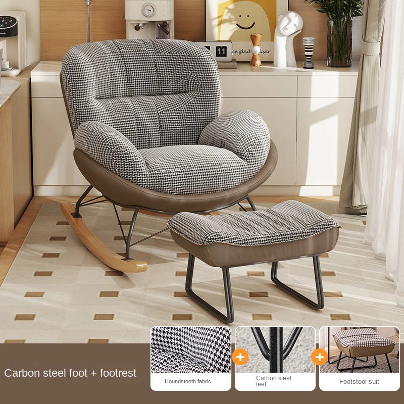 FULLLOVE Nordic Home Single Living Room Sofas Chair Leisure Light Luxury Recliner Lazy Bedroom Sofa Simple Balcony Rocking Chair